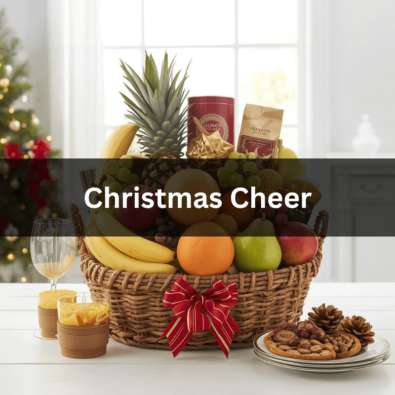 Festive Gourmet Fruit Gift Basket Christmas